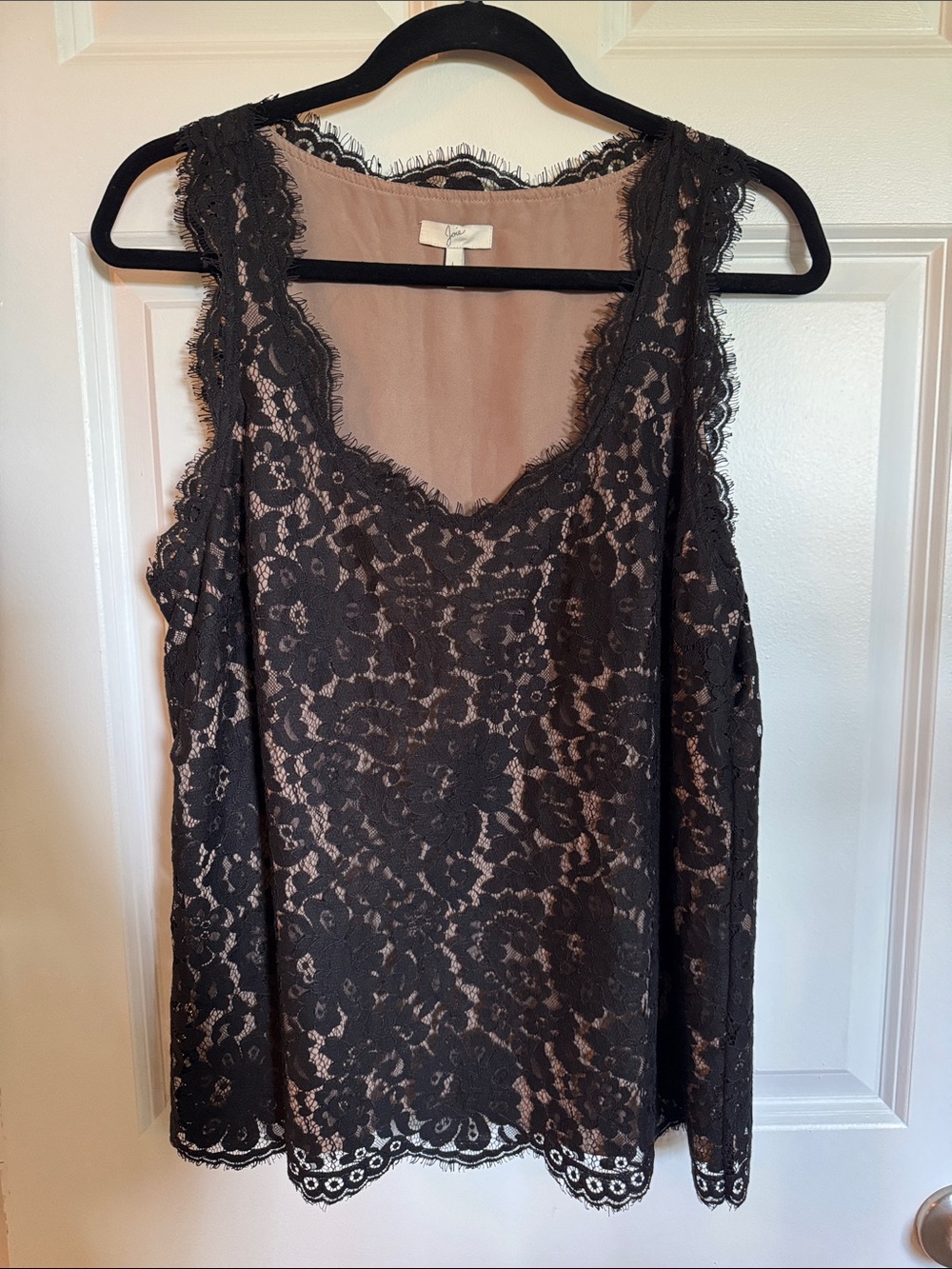 Joie Black Floral Lace Sleeveless Camisole with Nude Lining